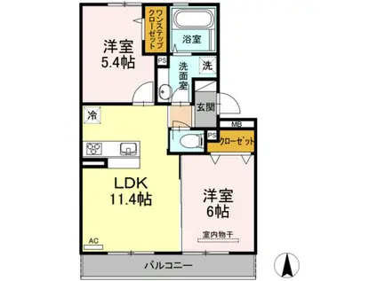 D-ROOM花梨 C棟(2LDK/3階)の間取り写真