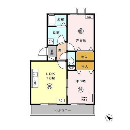 べイコート(2LDK/3階)の間取り写真