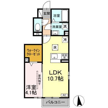 ＪＲ東海道本線 天竜川駅 徒歩21分 3階建 築1年(1LDK/1階)の間取り写真