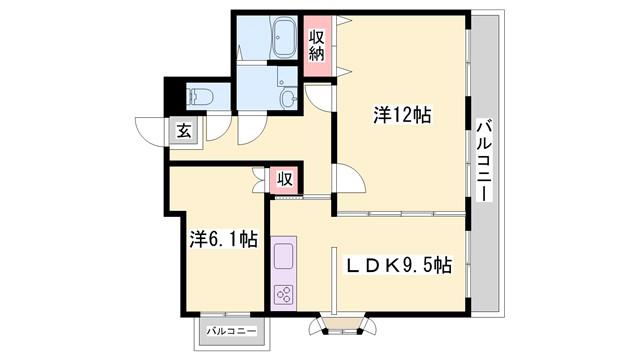 ノーブル今在家(2LDK/2階)の間取り写真