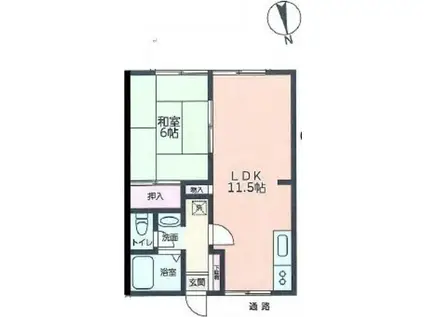 スイートサンハイム(1LDK/1階)の間取り写真