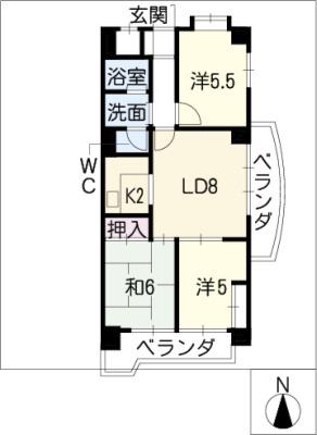 ラジョーヌ(3LDK/6階)の間取り写真
