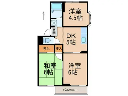 ホワイトハイツ西浜(3DK/2階)の間取り写真