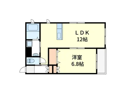 メディオ(1LDK/2階)の間取り写真