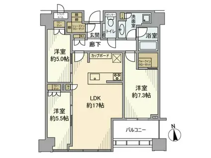 白金ザ・スカイ E棟(3LDK/41階)の間取り写真