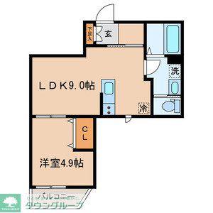 シャルール(1LDK/1階)の間取り写真