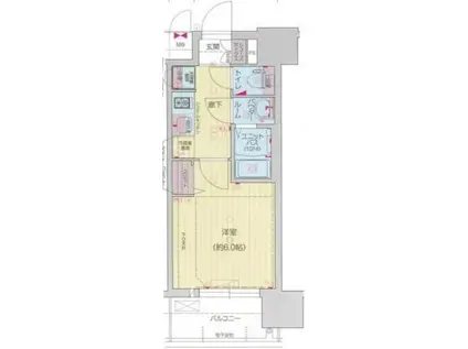 プレサンス四天王寺前夕陽ヶ丘 凛宮(1K/5階)の間取り写真