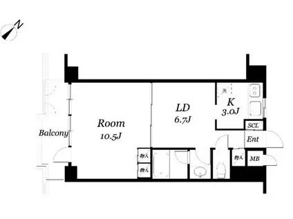 メゾンドゥース南麻布(1LDK/3階)の間取り写真