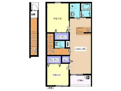 アンリコートII(2LDK/2階)の間取り写真