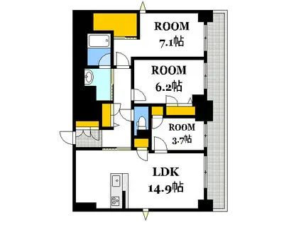 ラヴェール横川(3LDK/6階)の間取り写真