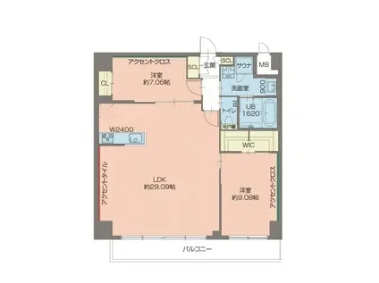 プレジオ西宮北口(2LDK/3階)の間取り写真