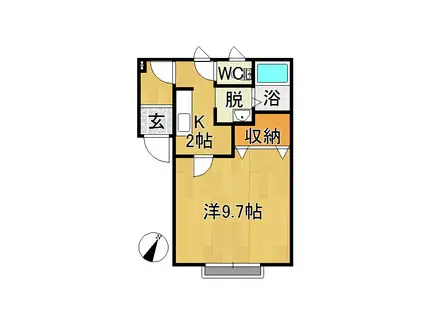 フレンドパークIII(1K/2階)の間取り写真