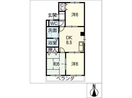 ジ・ラソーレ(3DK/3階)の間取り写真