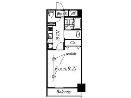 REGALO覚王山(1K/1階)の間取り写真