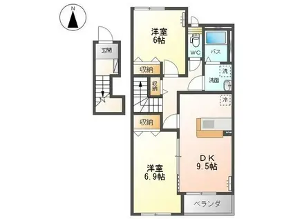 フェリス(2DK/2階)の間取り写真