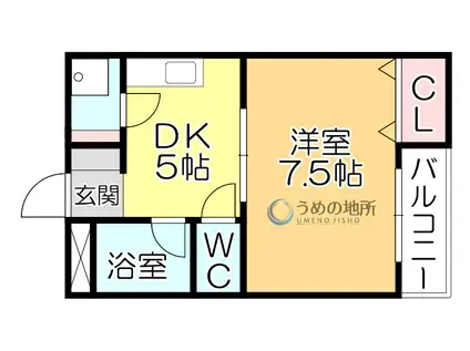 石村ビル(1DK/3階)の間取り写真