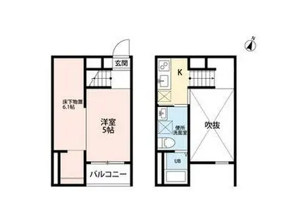 CIEL BLEU 九重シエルブルーココノエ(ワンルーム/1階)の間取り写真