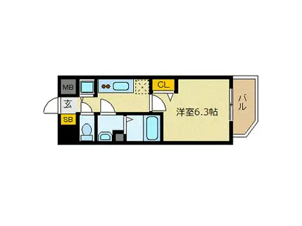 プレサンス江戸堀(1K/10階)の間取り写真