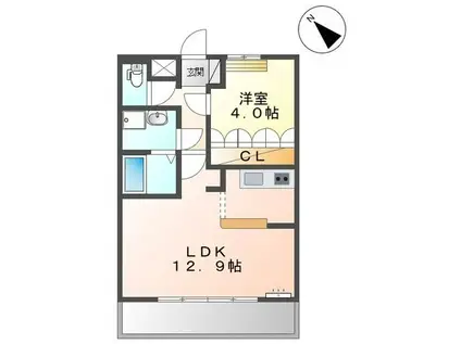 ル・ソレイユ(1LDK/2階)の間取り写真