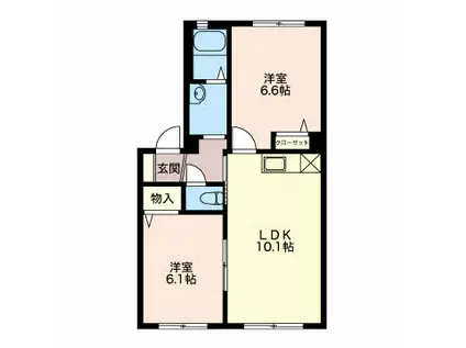 グランドール・スギシン(2LDK/1階)の間取り写真