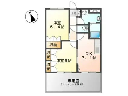 プランドール・ゼット(2DK/1階)の間取り写真