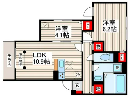 シャルマン(2LDK/1階)の間取り写真
