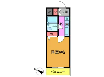 ガーデンヒルズ中山(1K/4階)の間取り写真