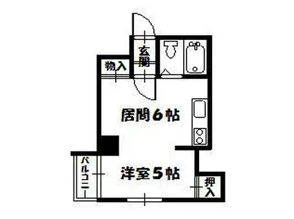 ラシアール2条通(1DK/2階)の間取り写真