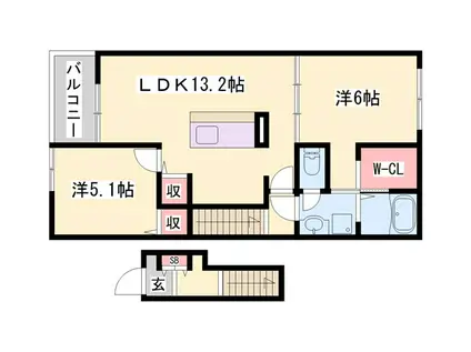 スカイ・ガーデンズ(2LDK/2階)の間取り写真