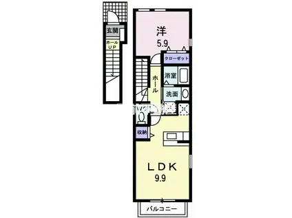 ジェルメ千本杉I(1LDK/2階)の間取り写真