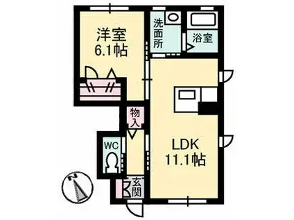 ヴァンベール東雲(1LDK/1階)の間取り写真