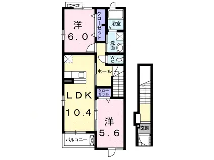 ヴィラ・カネトヨ II(2LDK/2階)の間取り写真