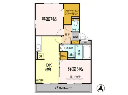 エスポワール(2LDK/2階)の間取り写真