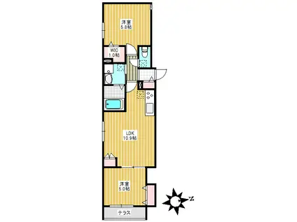 ベリエステ長崎(2LDK/1階)の間取り写真