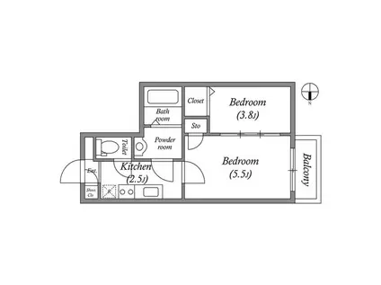 GRANPASEO舎人(2K/3階)の間取り写真