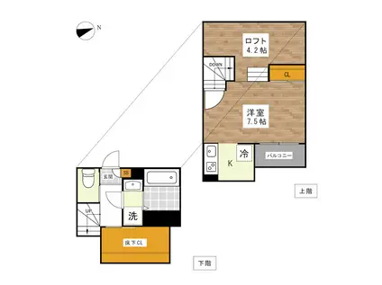 ADC熊本駅南パッソ(1K/2階)の間取り写真