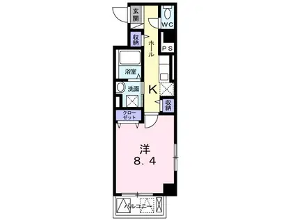 グラスペディア(1K/4階)の間取り写真