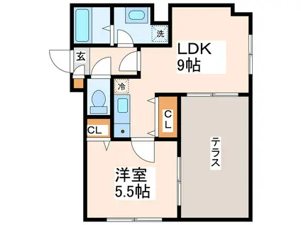 メゾン・ド・ウェルフェア(1LDK/1階)の間取り写真