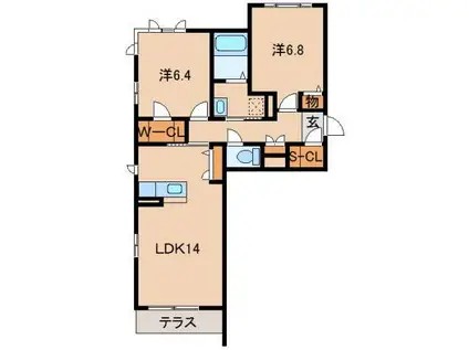 メゾンド・ベレオ(2LDK/1階)の間取り写真