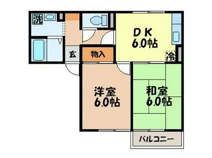 フォレスト久山B(2DK/1階)の間取り写真