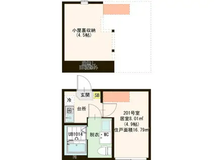 CH北綾瀬(1K/2階)の間取り写真