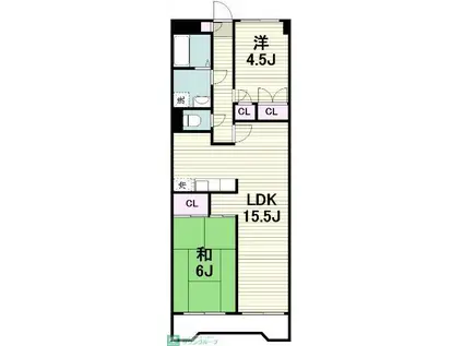 小川マンション(2LDK/1階)の間取り写真