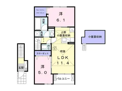 タウルス(2LDK/2階)の間取り写真