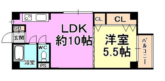 貴和芦屋ハウス(1LDK/5階)の間取り写真