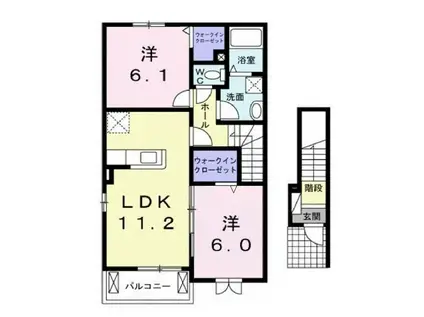 グランディール(2LDK/2階)の間取り写真