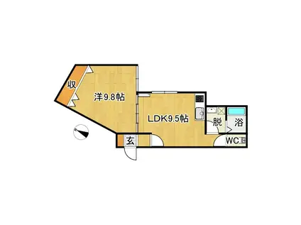ピュアハウスC(1LDK/2階)の間取り写真
