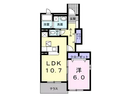 ラ・セゾンIII(1LDK/1階)の間取り写真