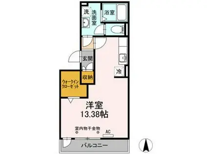 エレガンシア(ワンルーム/2階)の間取り写真