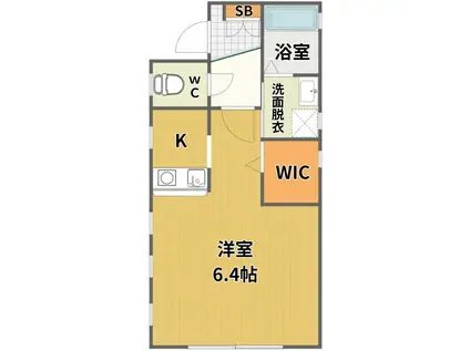 ラ・カサデクワトロアパート(1K/1階)の間取り写真