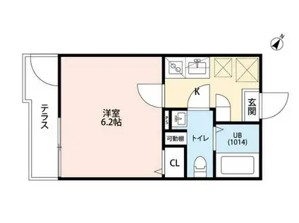 新子安レジデンス(1K/2階)の間取り写真